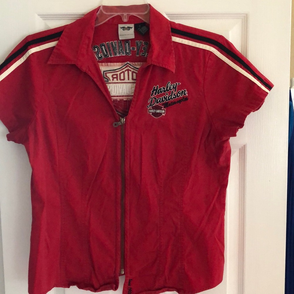Lightly Worn “Zipper” Harley Monogramed Top